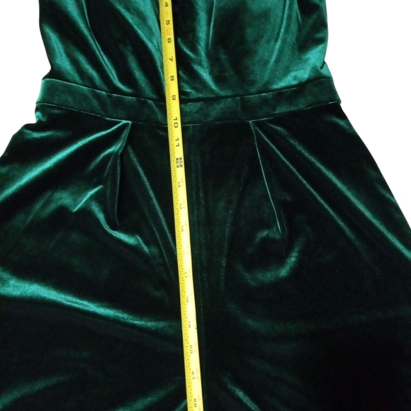 Revelry Green Velvet Jumpsuit with Draped Neckline - Picture 5 of 8
